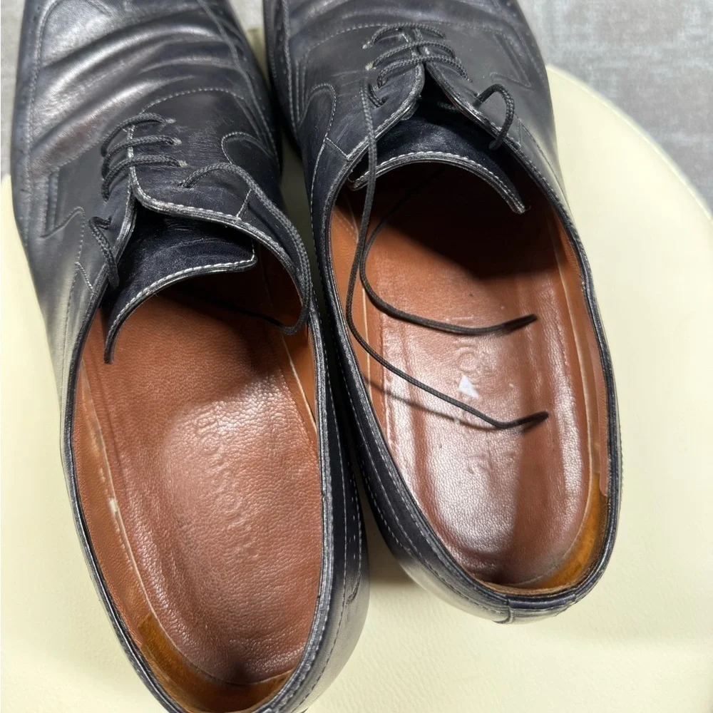 A Testoni Black Leather Wintip Lace Up Dress Shoe Mens Size 10.5